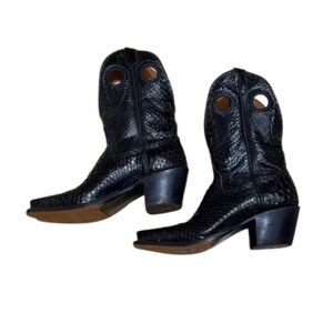 Miron Crosby Molly Black Python Boots 8.5